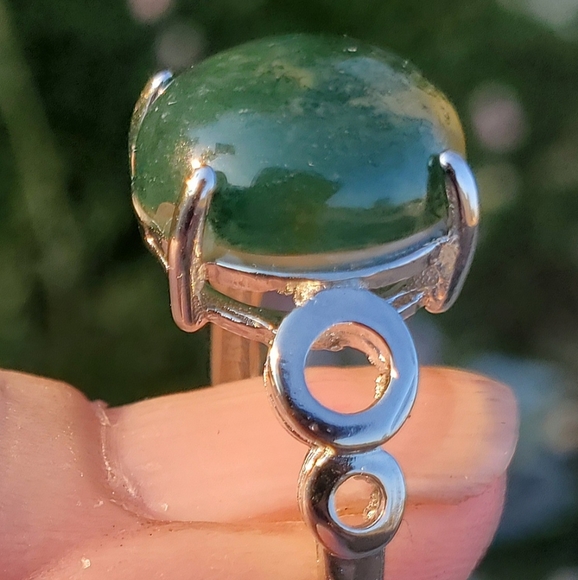 New Moss Agate Adjustable Silver Ring. - Picture 5 of 9